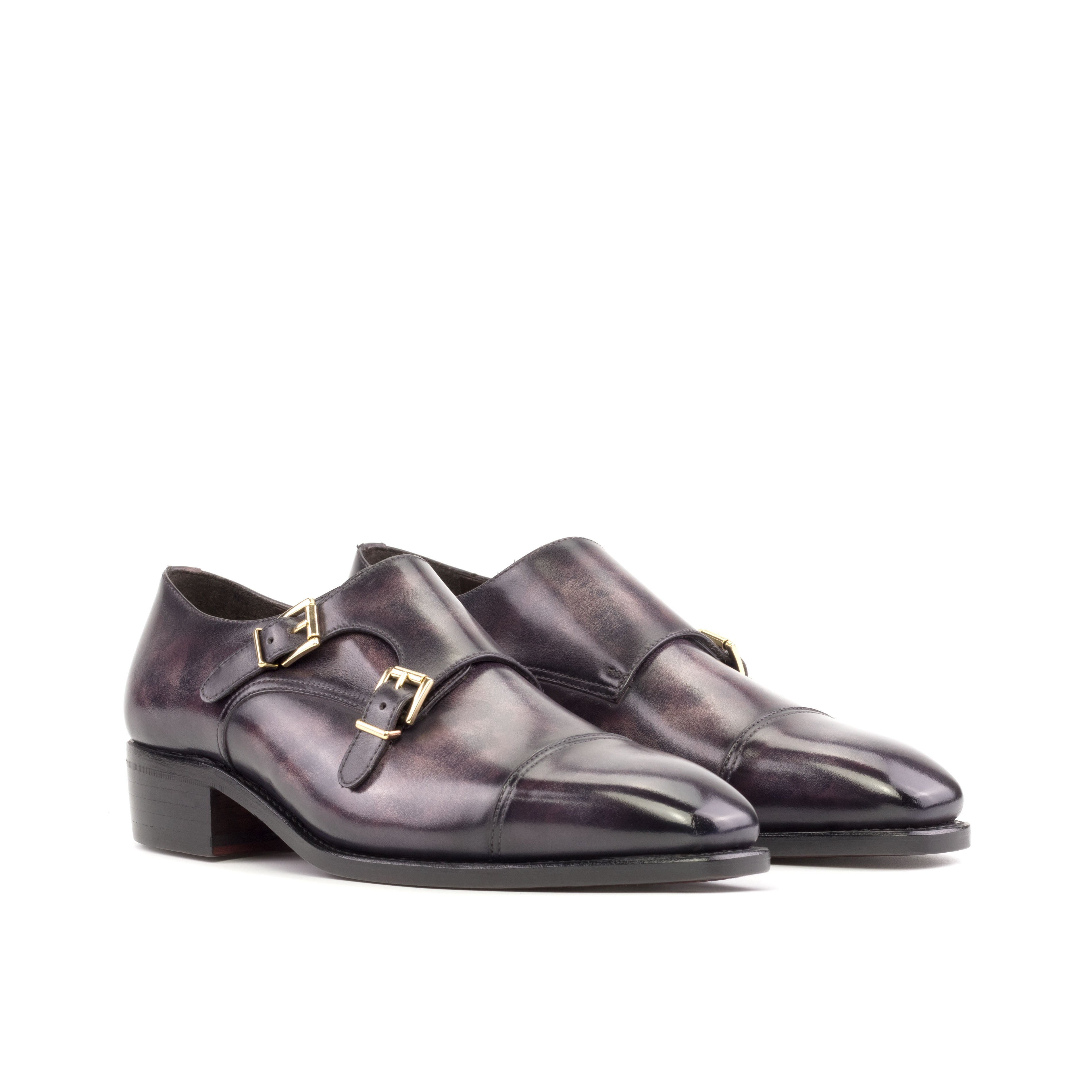 Aubergine Museum Patina - Del Giudice Monk Straps