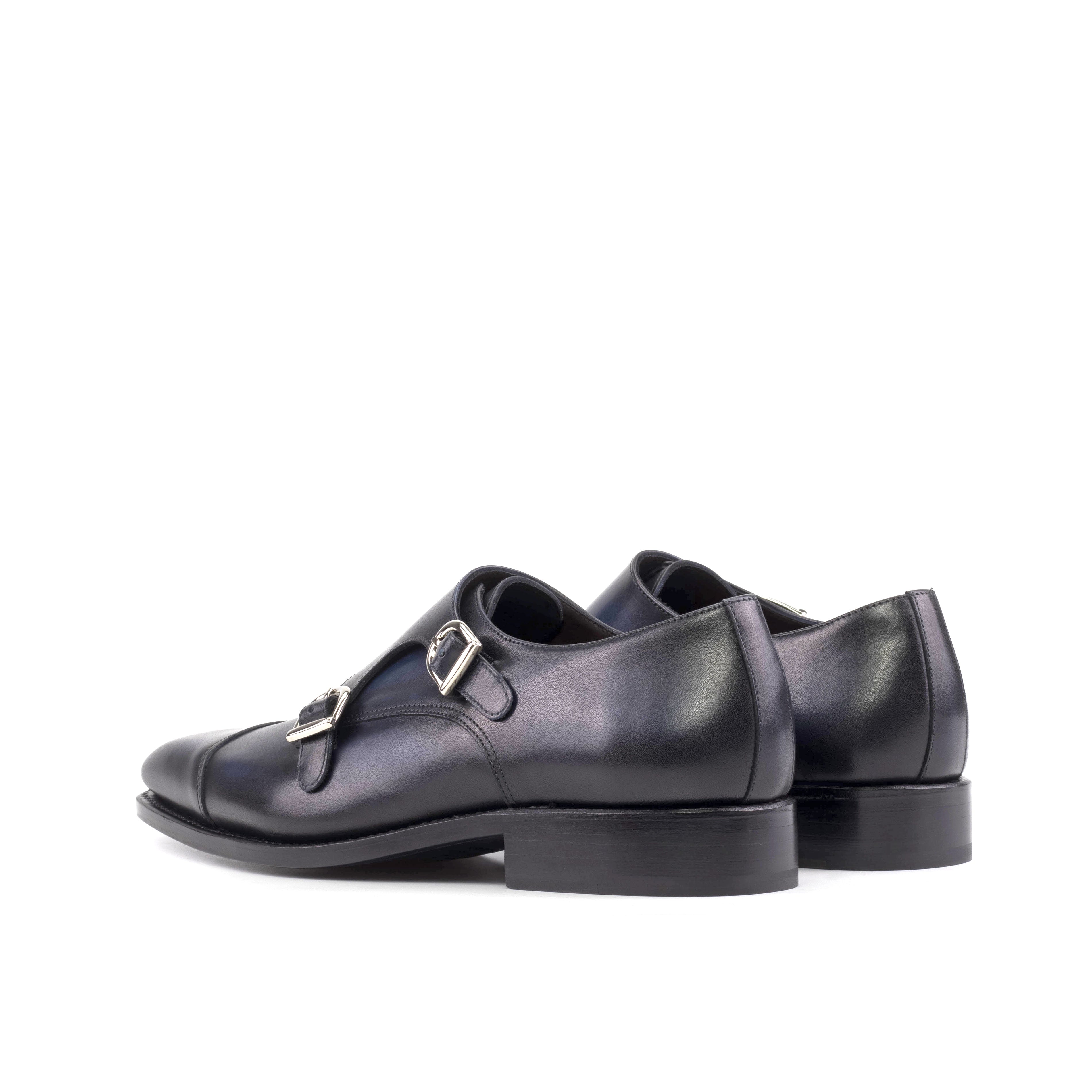 Navy Box Calf Monk Straps
