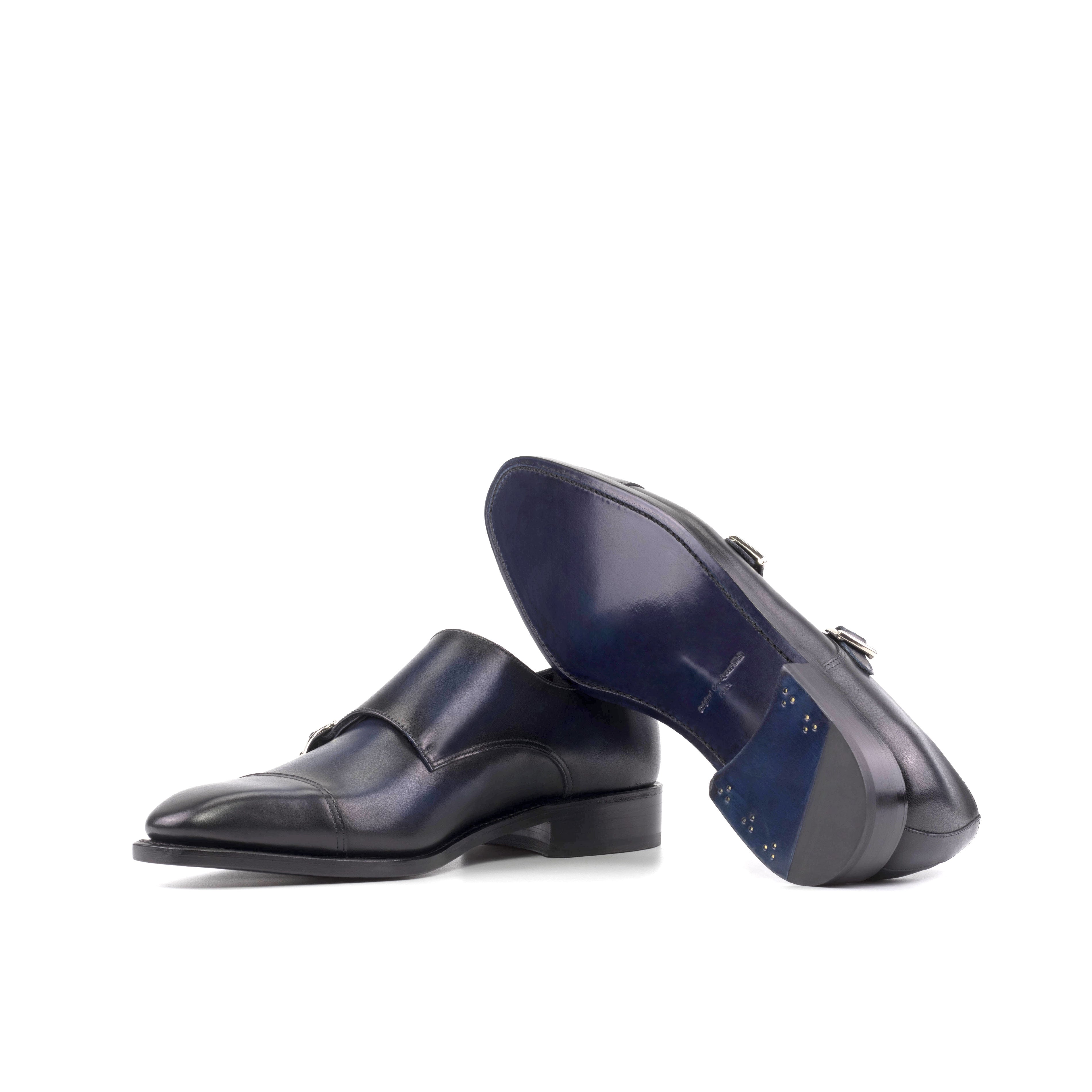 Navy Box Calf Monk Straps