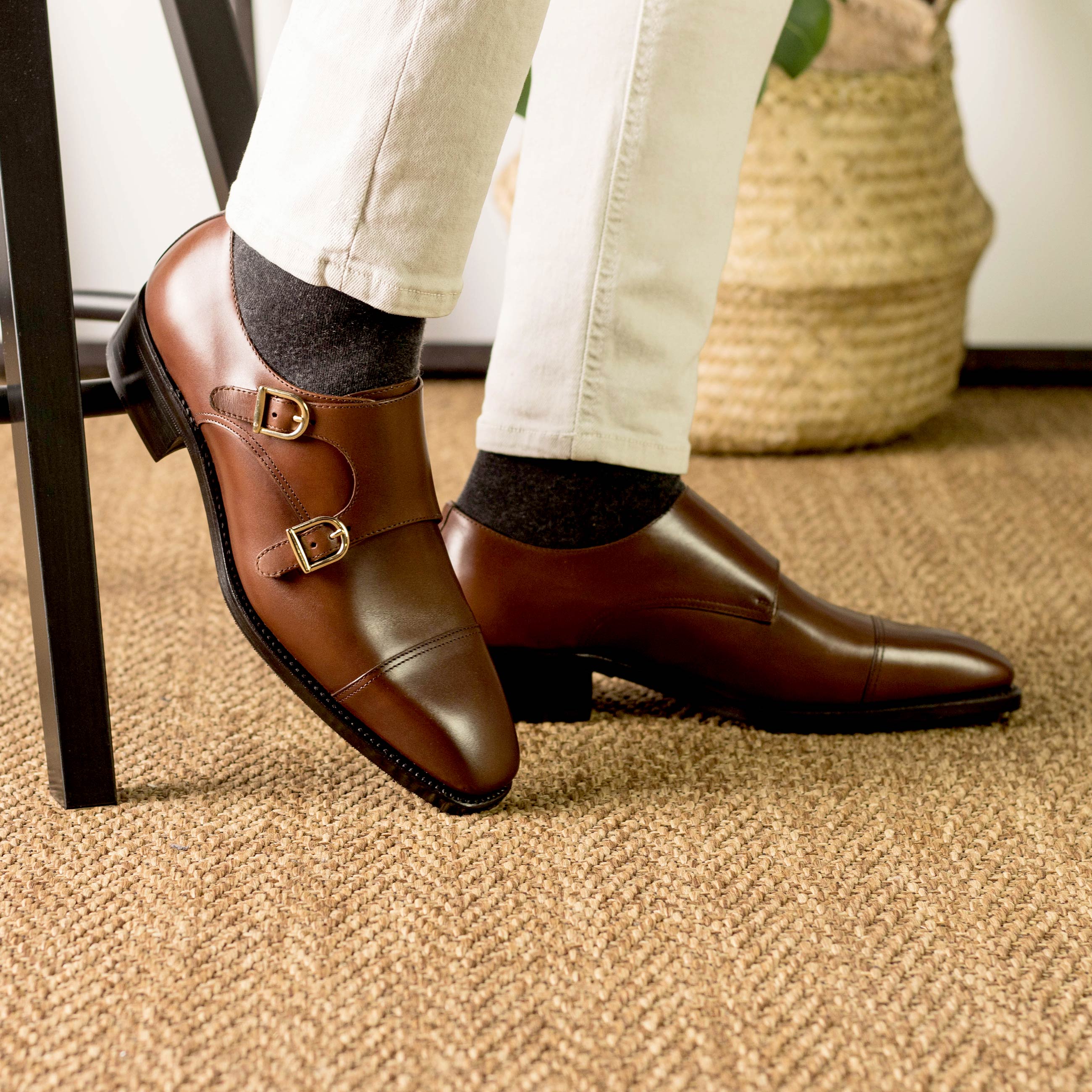 Caramel Box Calf Monk Straps